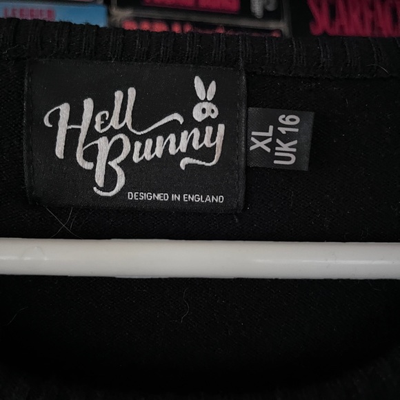 Gothabilly Halloween Hell Bunny Spooky Short Sleeve Sweater XL Goth - Picture 2 of 3